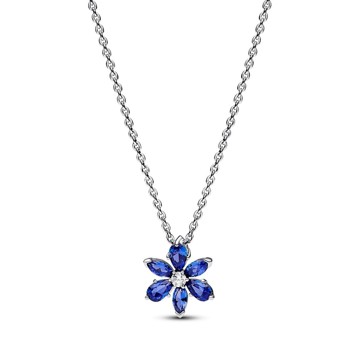 Pandora necklace silver with blue and white zirconia 392387C02