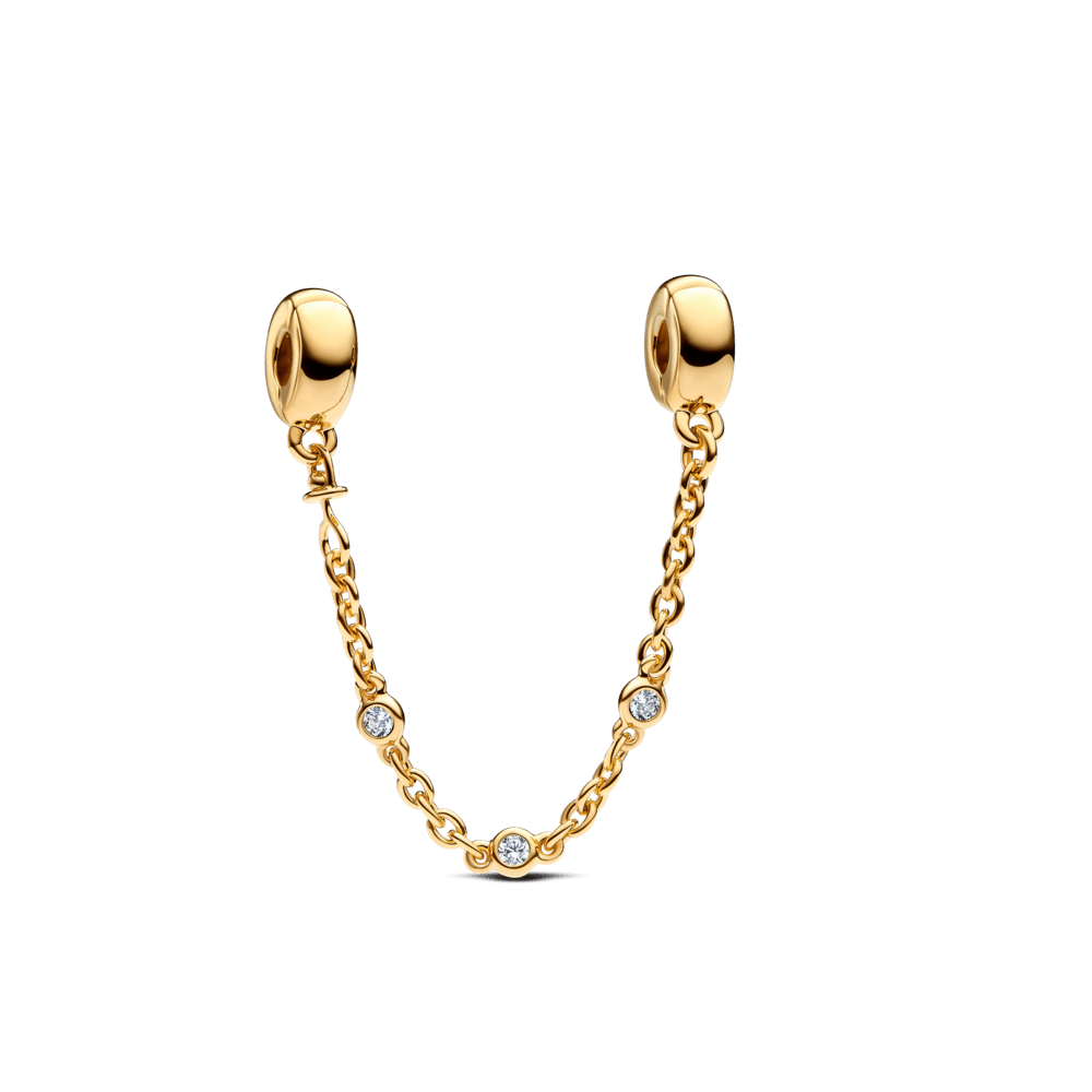 Safety chain with three transparent stones