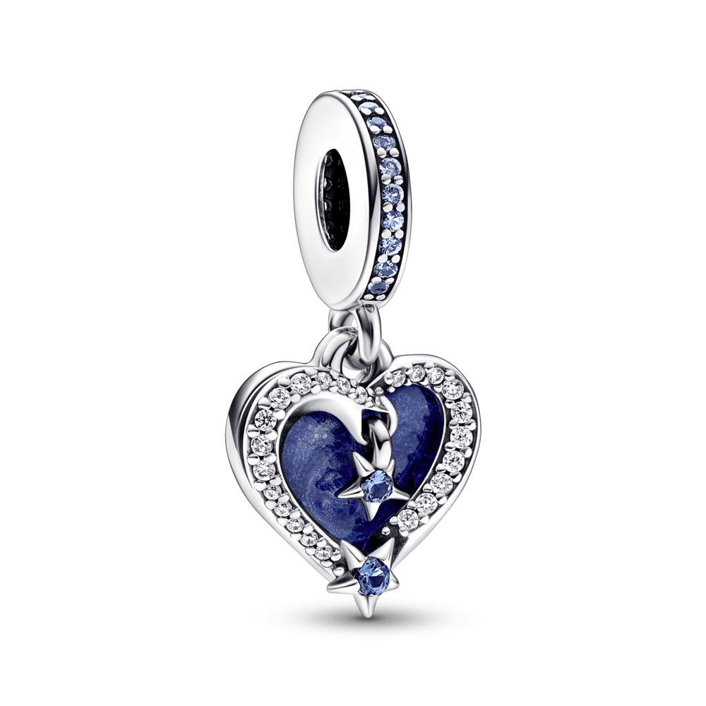 Two-part amulet pendant with shooting star and heart