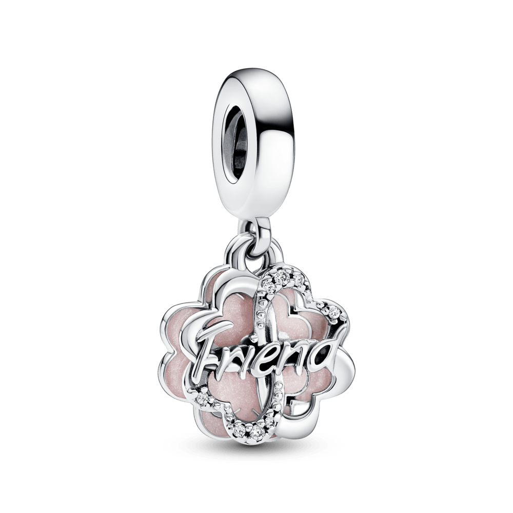 Two-piece friendship pendant amulet with four-leaf clover