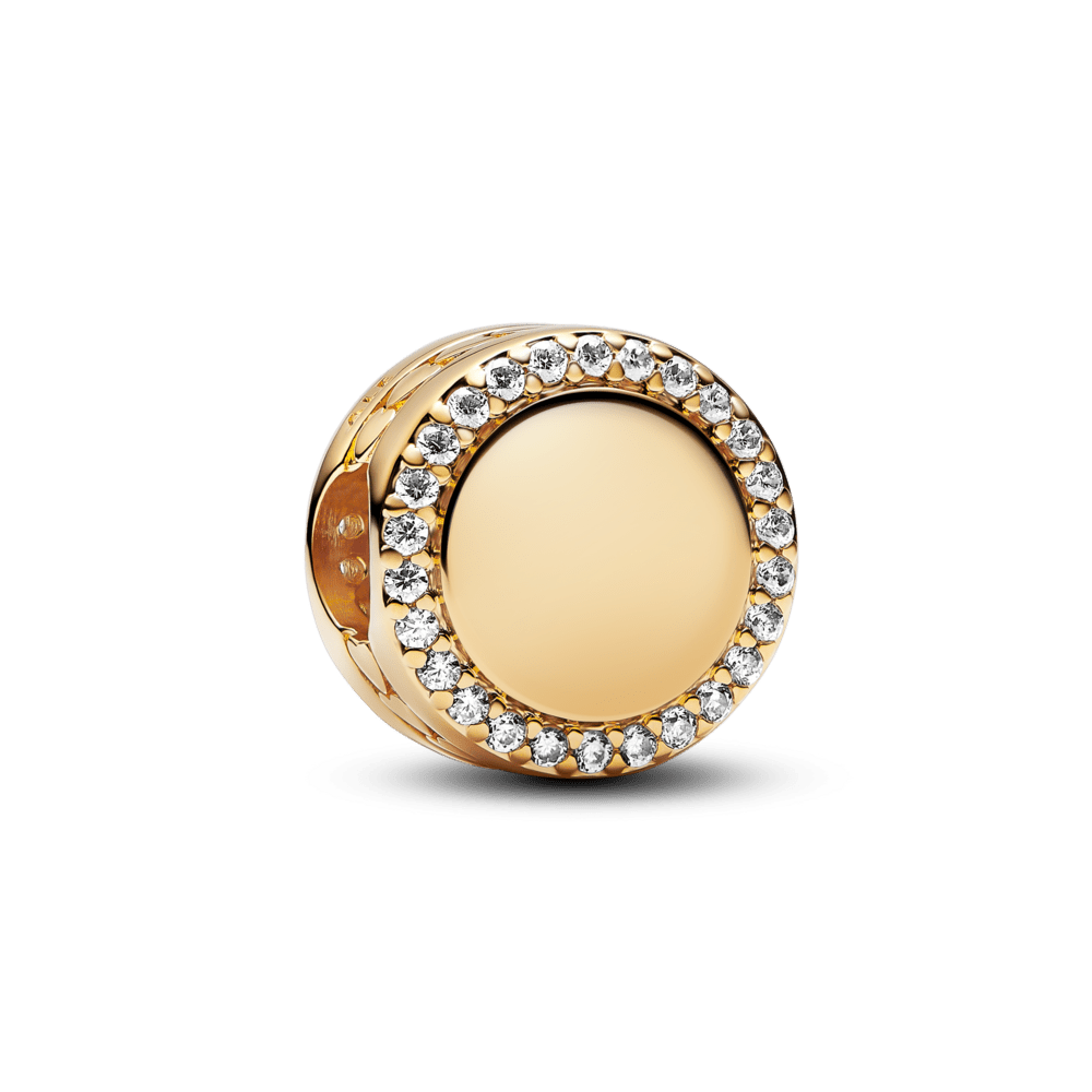 Engraved sparkling button amulet