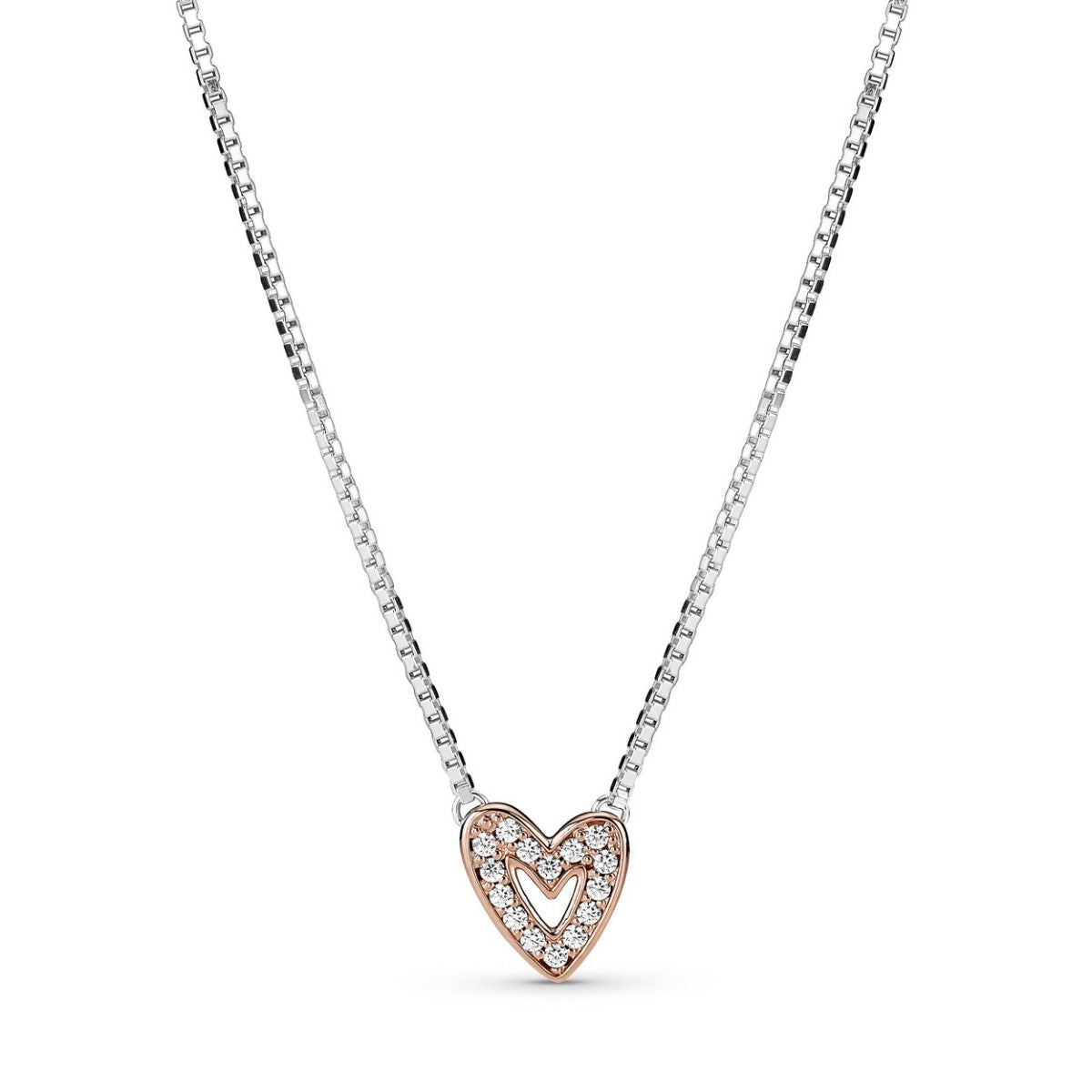 Pandora Sparkling Drawn Heart Necklace 380089C01