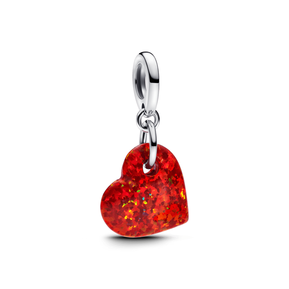 Hanging amulet with sparkling red heart
