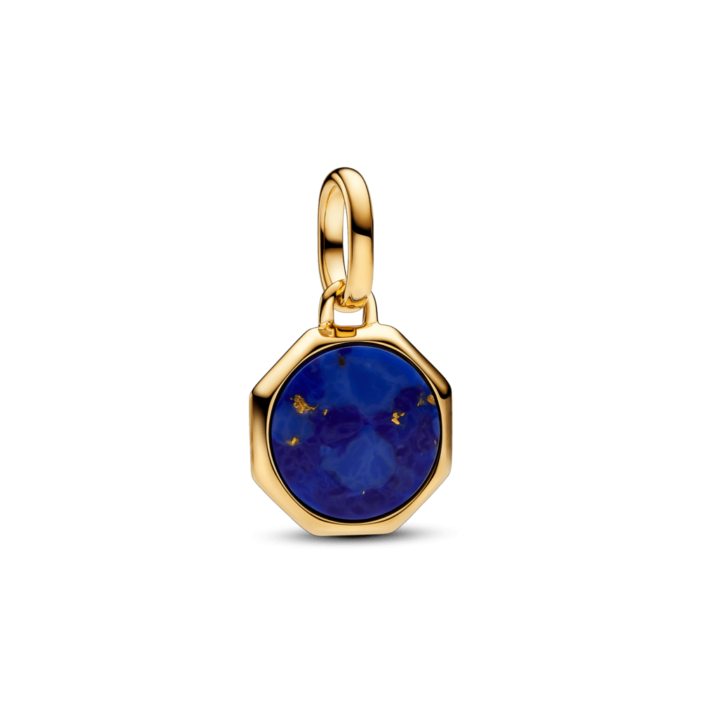 Blue engraved mini amulet with medallion