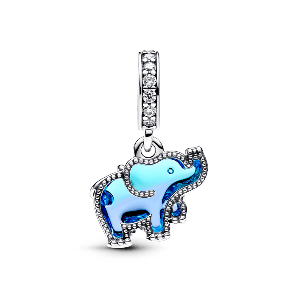 Blue Murano glass elephant pendant