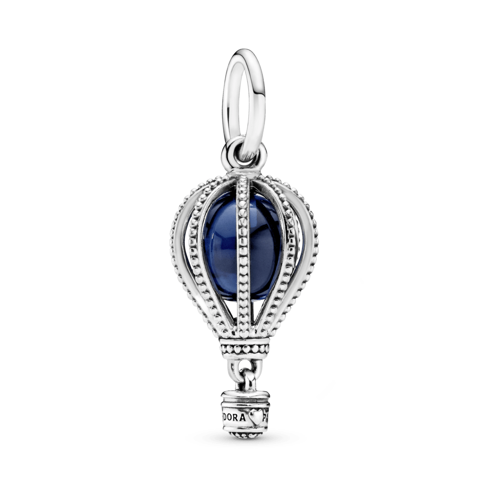 Blue hot air balloon travel amulet