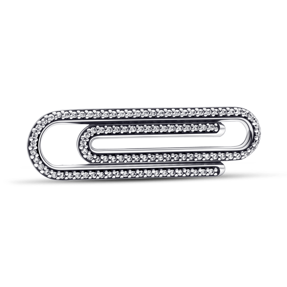 ME paper clip stylization link with pavé coating