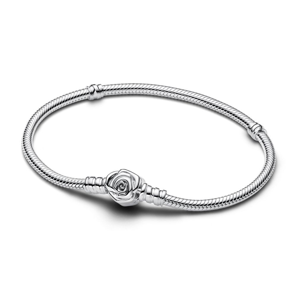 Saroch Moments snake bracelet with blooming rose clasp