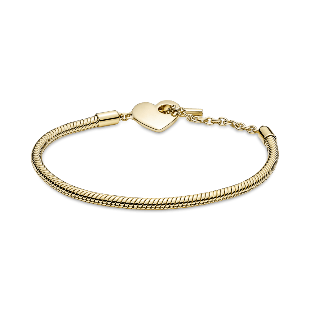 Saroch Moments Armband aus Schlangenkette mit Herz- und T-förmigem Verschluss.