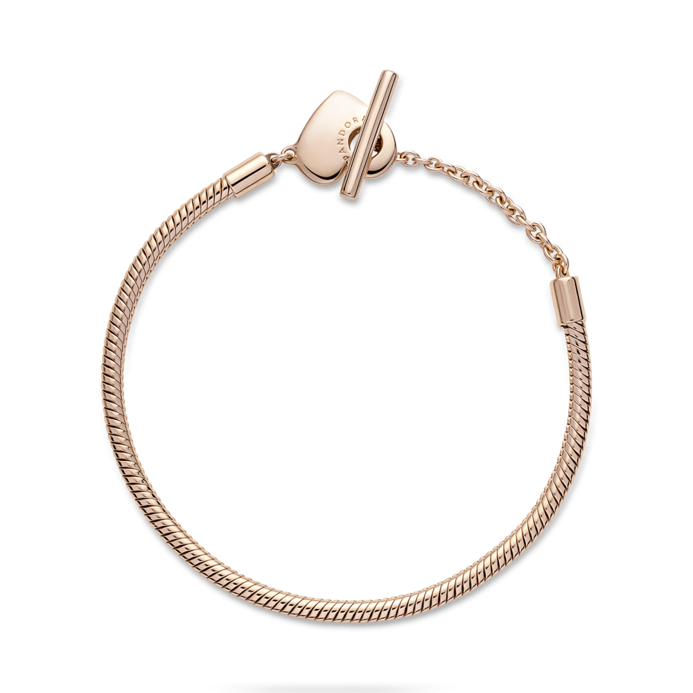 Saroch Moments Armband aus Schlangenkette mit Herz- und T-förmigem Verschluss.