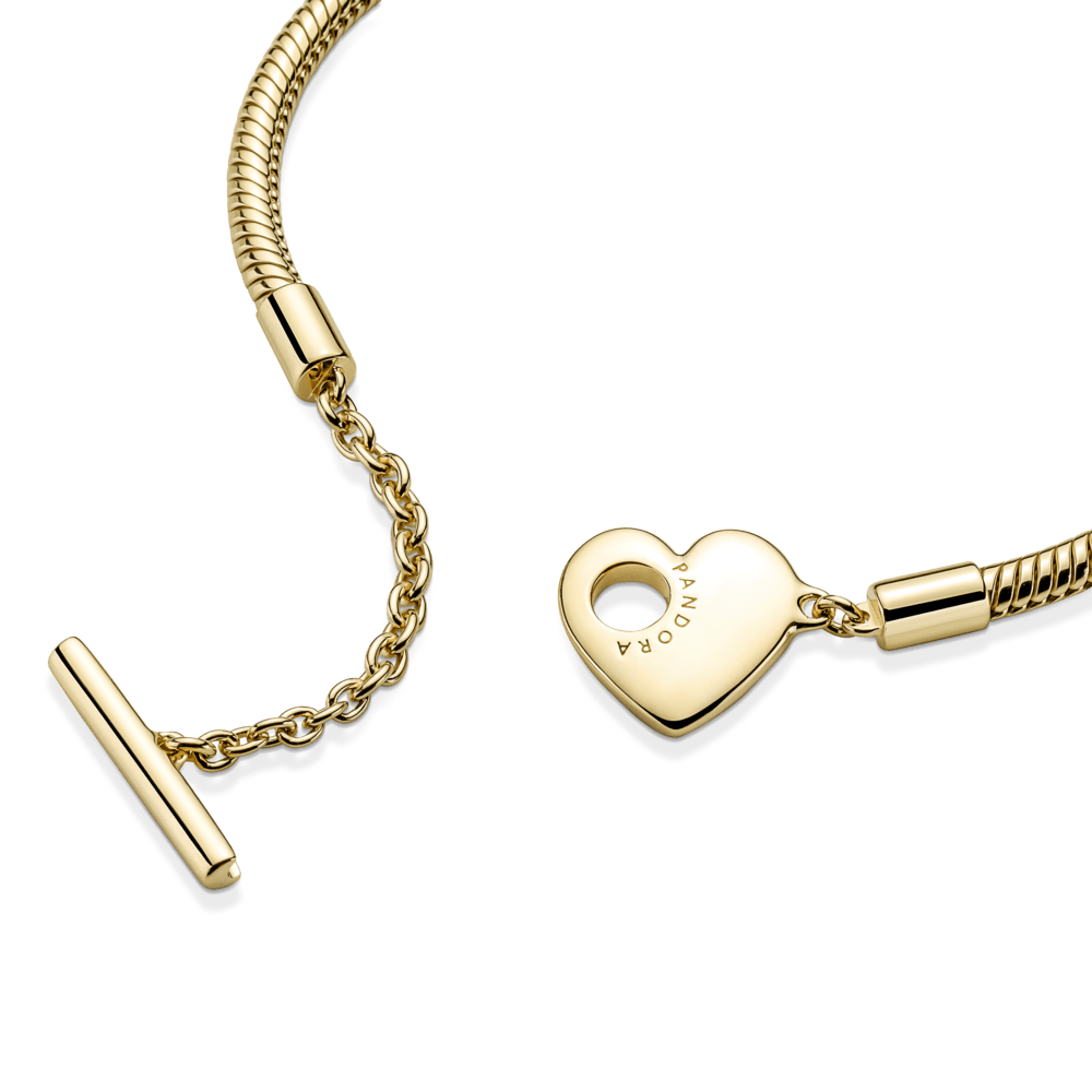 Saroch Moments Armband aus Schlangenkette mit Herz- und T-förmigem Verschluss.