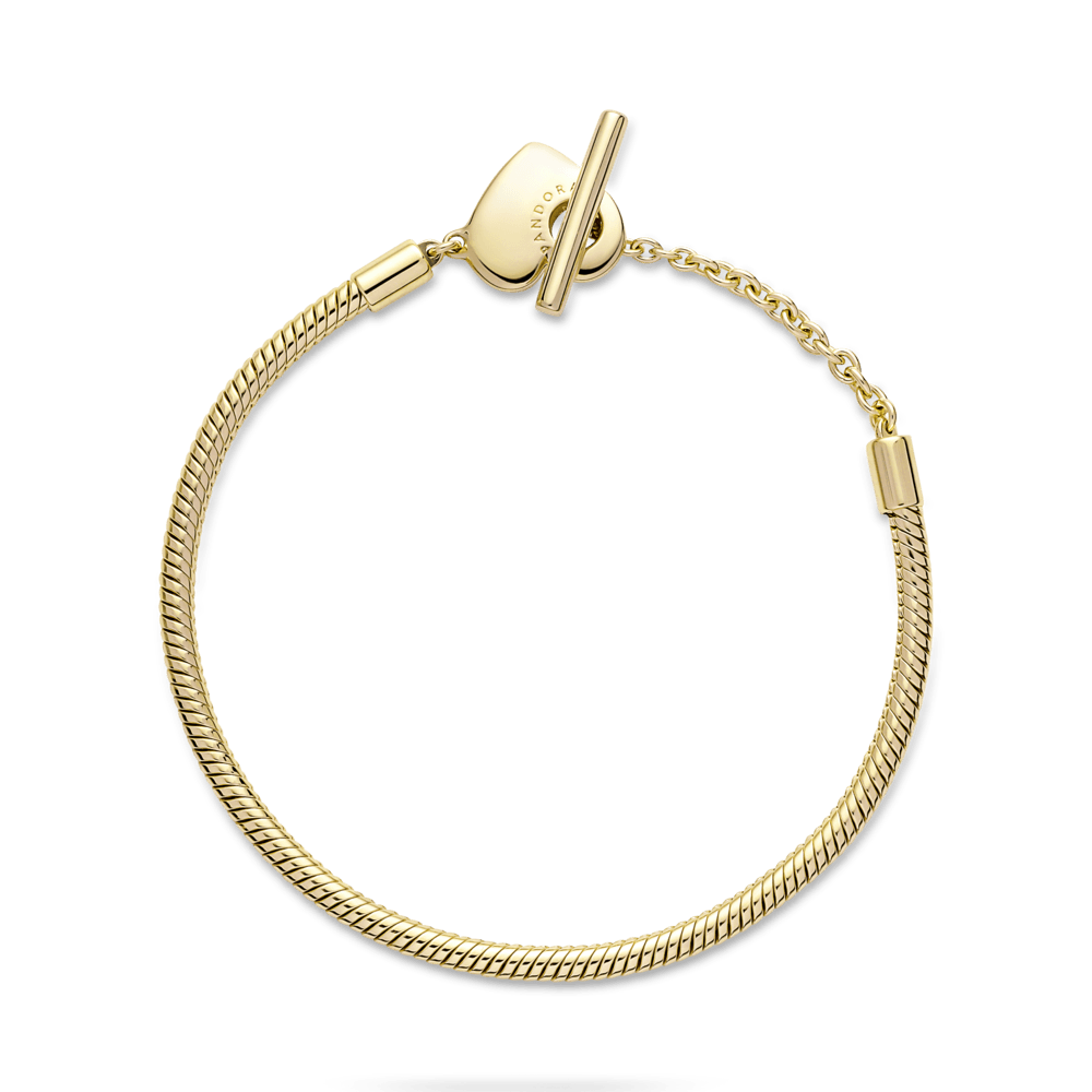 Saroch Moments Armband aus Schlangenkette mit Herz- und T-förmigem Verschluss.