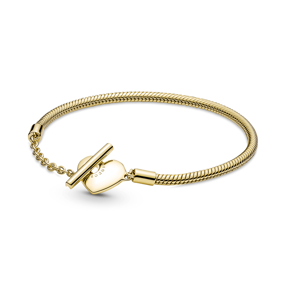 Saroch Moments Armband aus Schlangenkette mit Herz- und T-förmigem Verschluss.