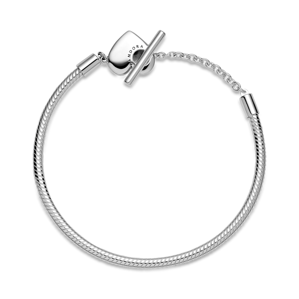 Saroch Moments Armband aus Schlangenkette mit Herz- und T-förmigem Verschluss.