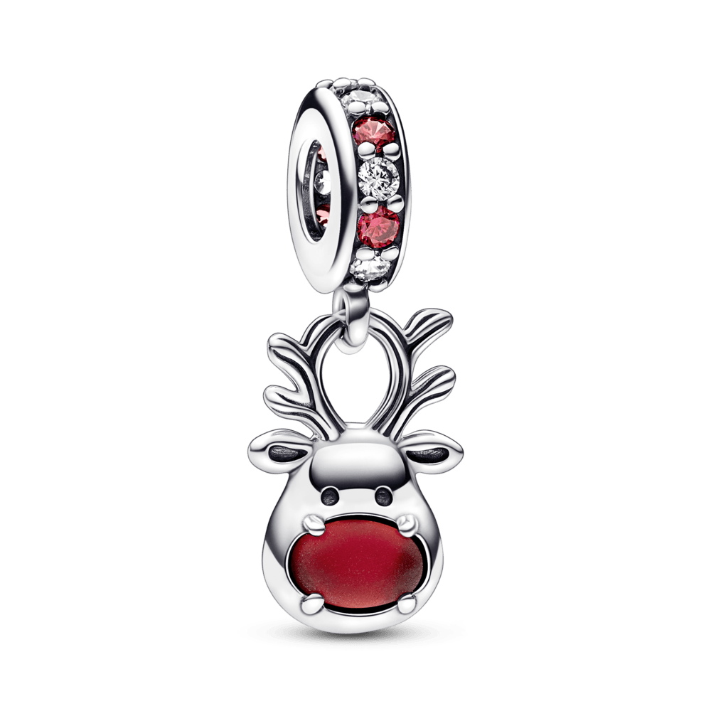 Murano style red-nosed reindeer pendant amulet