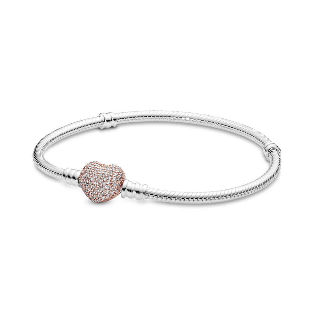 Bracelet à maillons serpent avec fermoir cœur pavé Saroch Moments