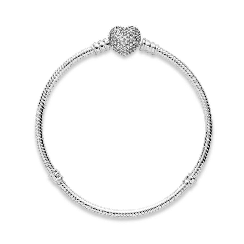 Bracelet à maillons serpent avec fermoir cœur pavé Saroch Moments