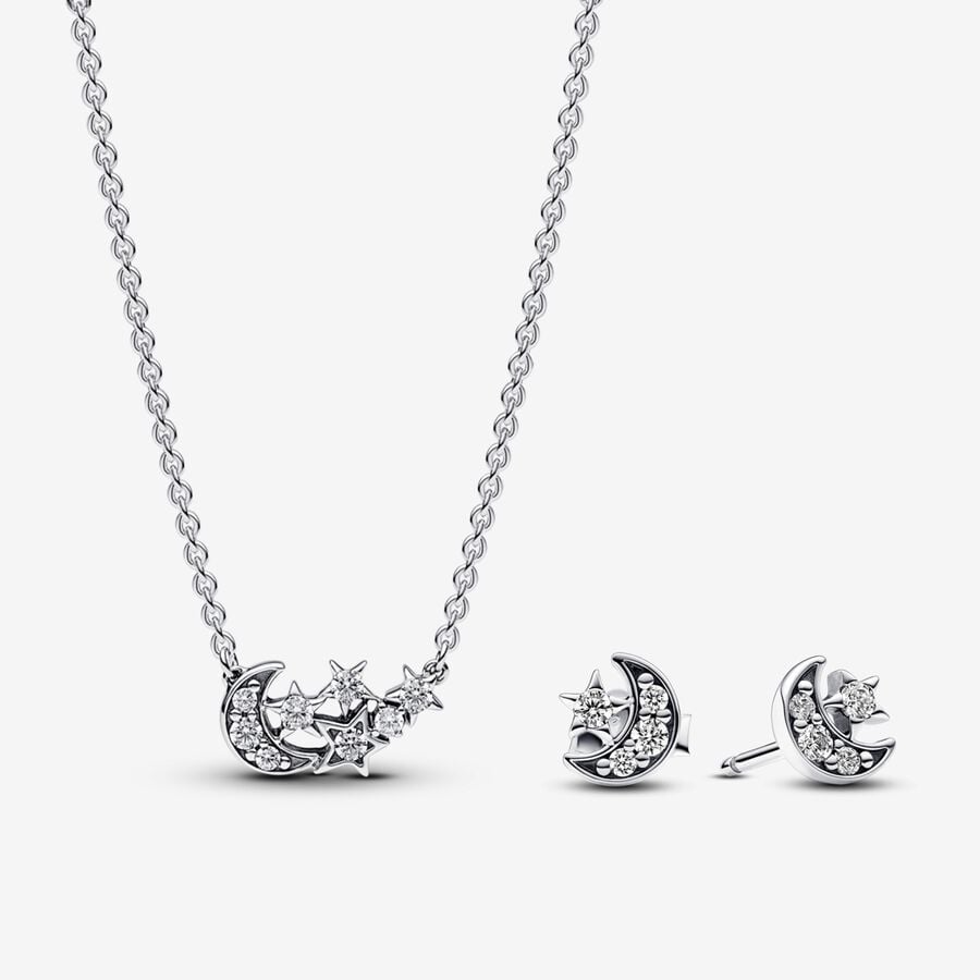 Coffret cadeau composé d'un collier et de boucles d'oreilles plaqués or