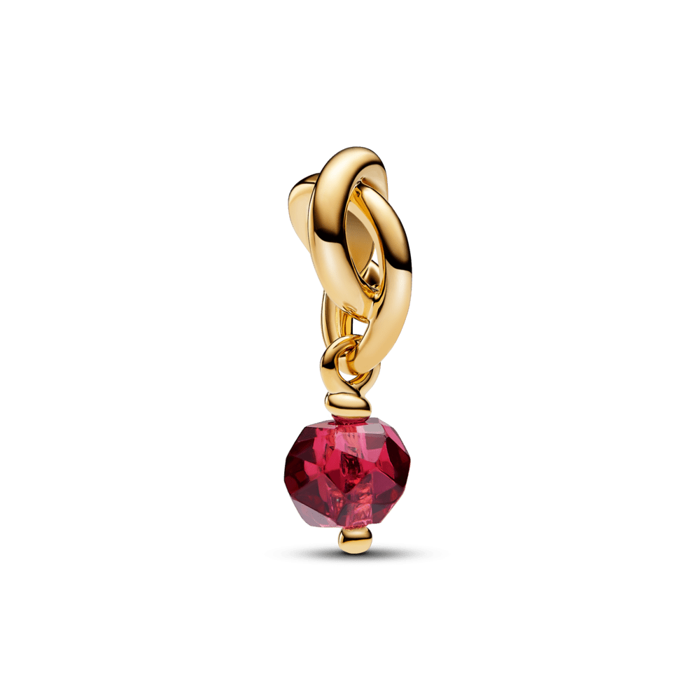 Faceted pendant bright red infinity symbol