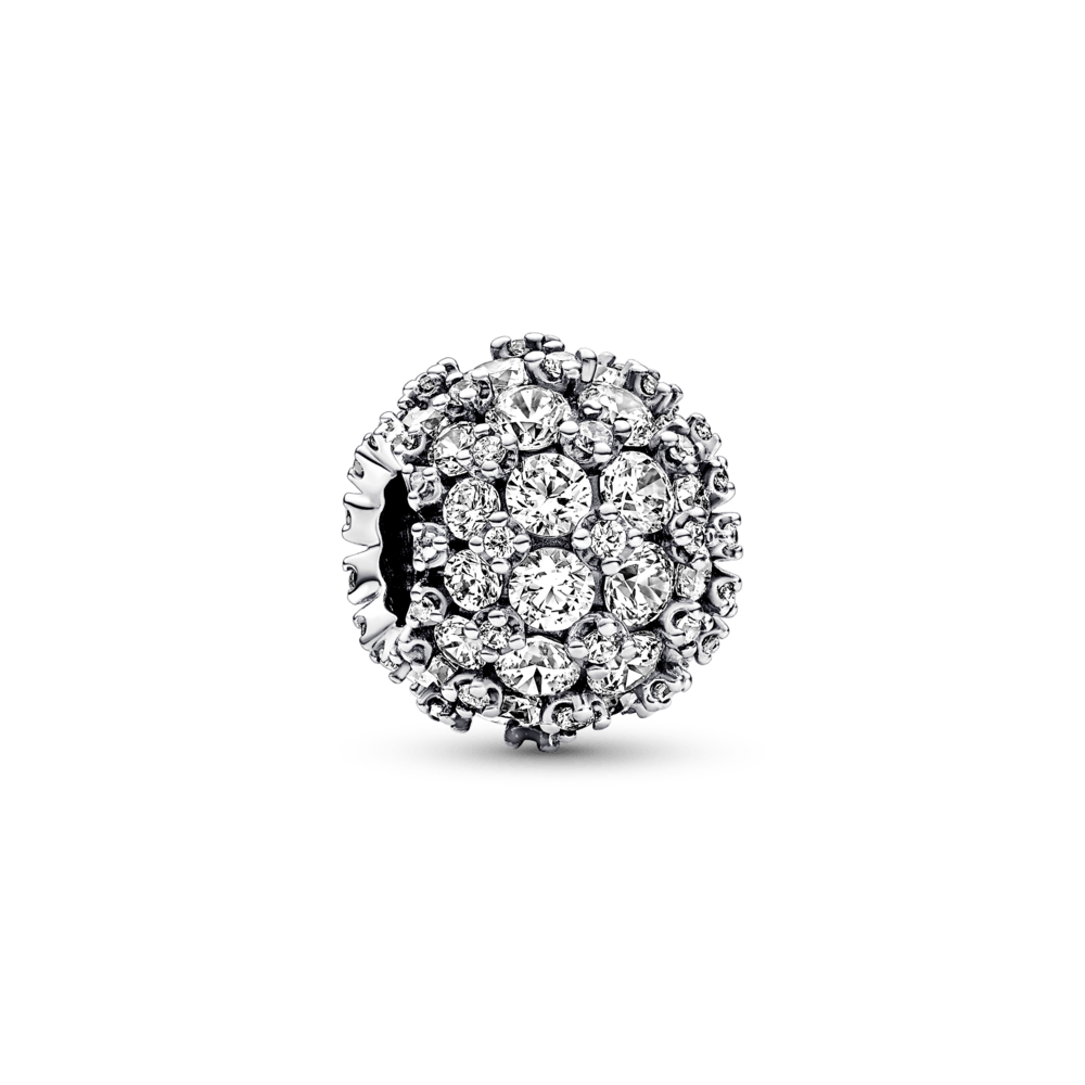 Round charm with pavé coating