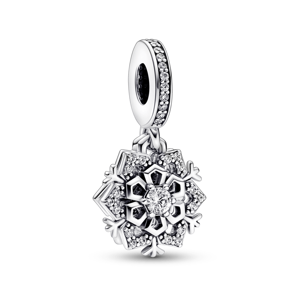 Sparkling snowflake amulet with two-part pendant
