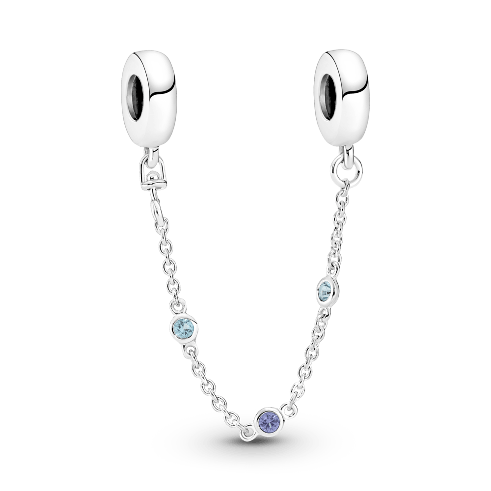 Safety chain with three blue stones