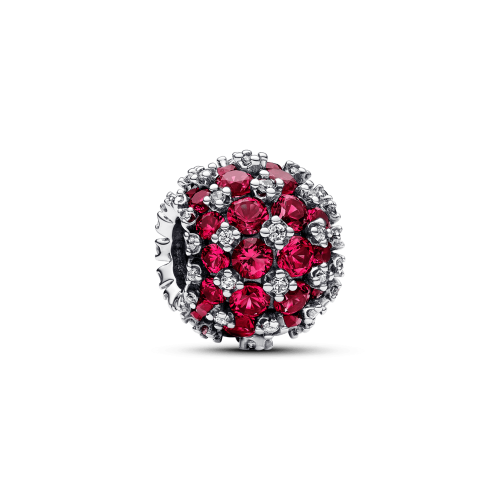 Pendentif rond façon pavé scintillant rose