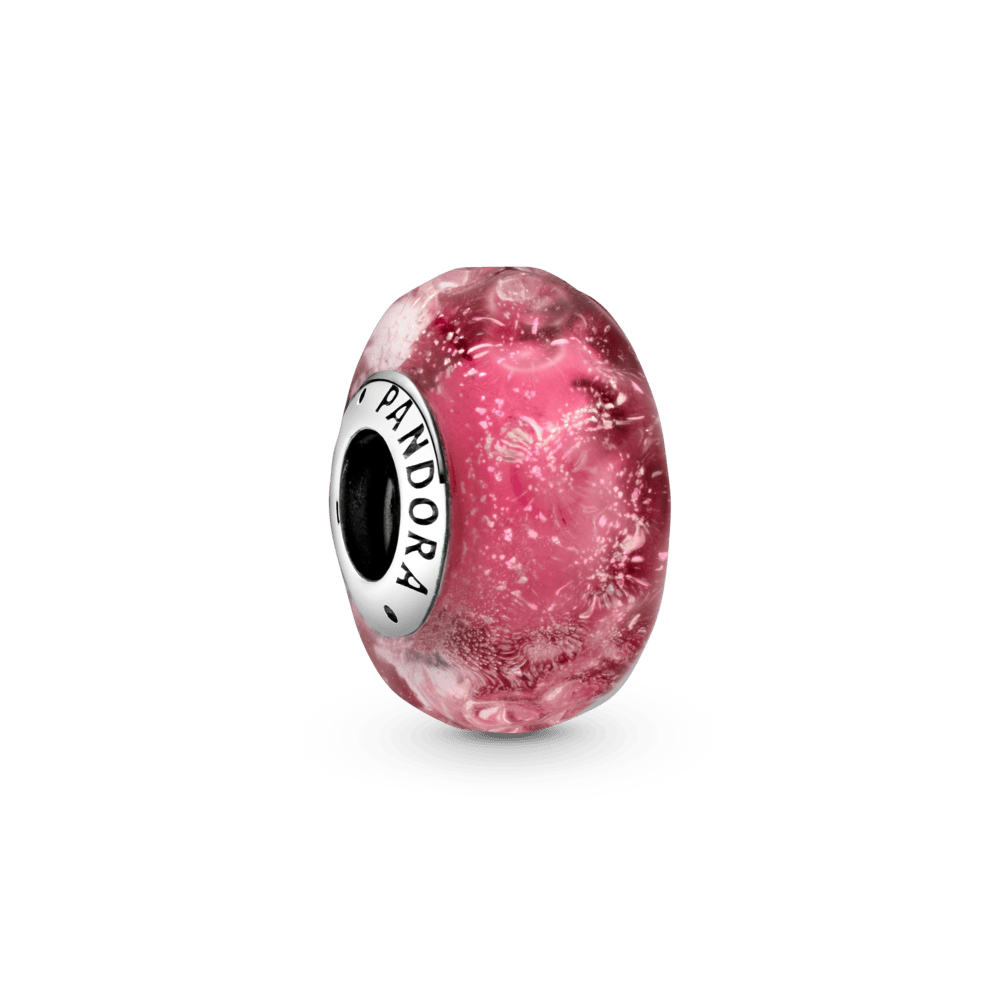 Amulette ondulée en verre de Murano rose fin