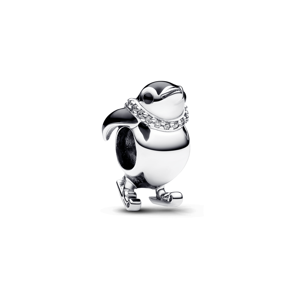 Amulet penguin with skis