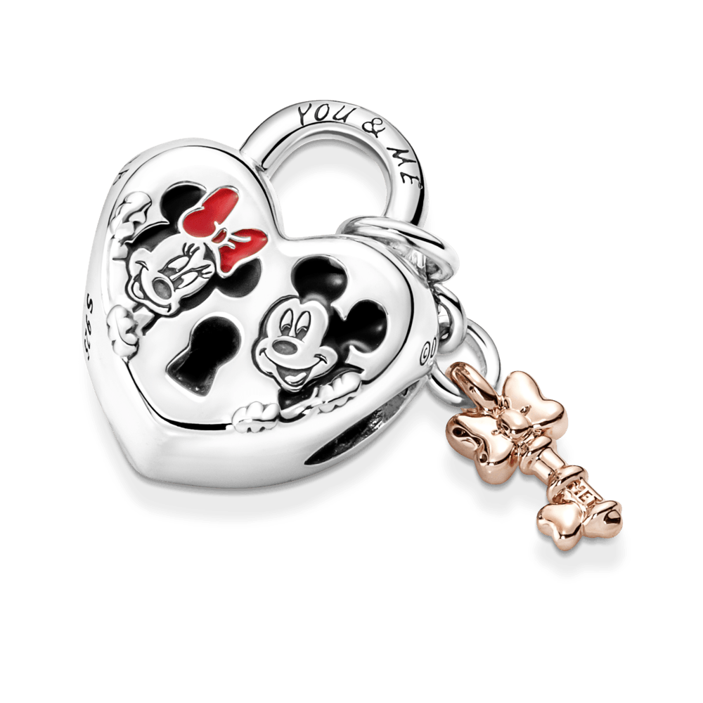 Mickey Mouse and Minnie Mouse Padlock Amulet