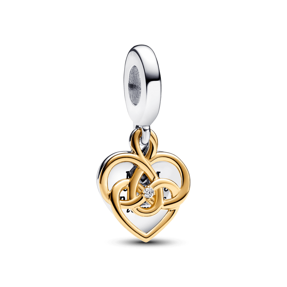 Double pendant mother with synthetic diamond and engraving