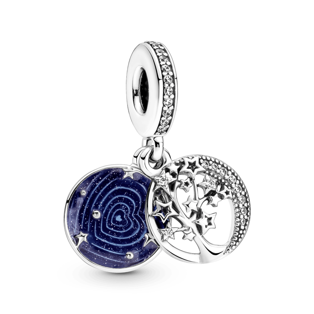 Double pendant amulet The tree and the moon of the galaxy