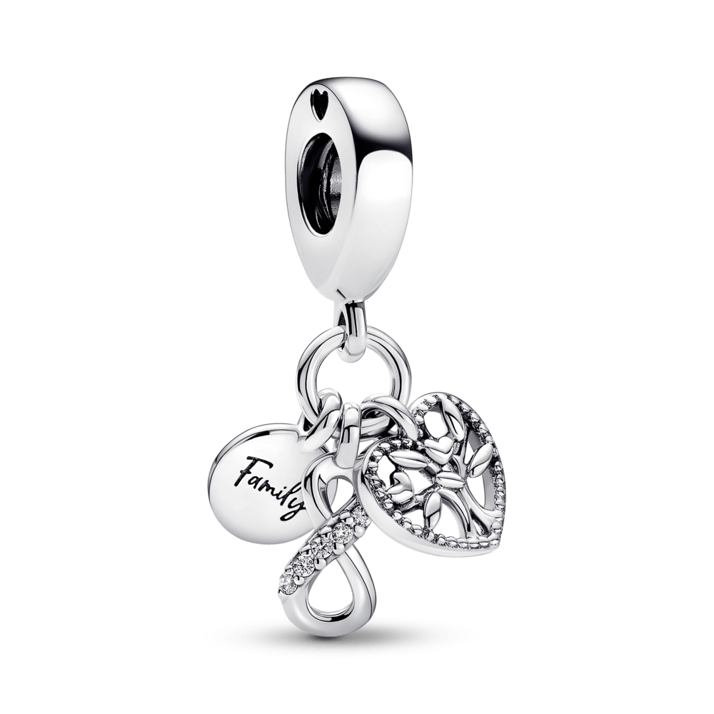 Triple pendant amulet with family infinity symbol