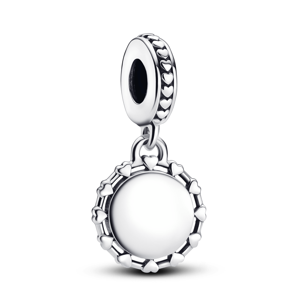 Pendant amulet with engraved disc and hearts