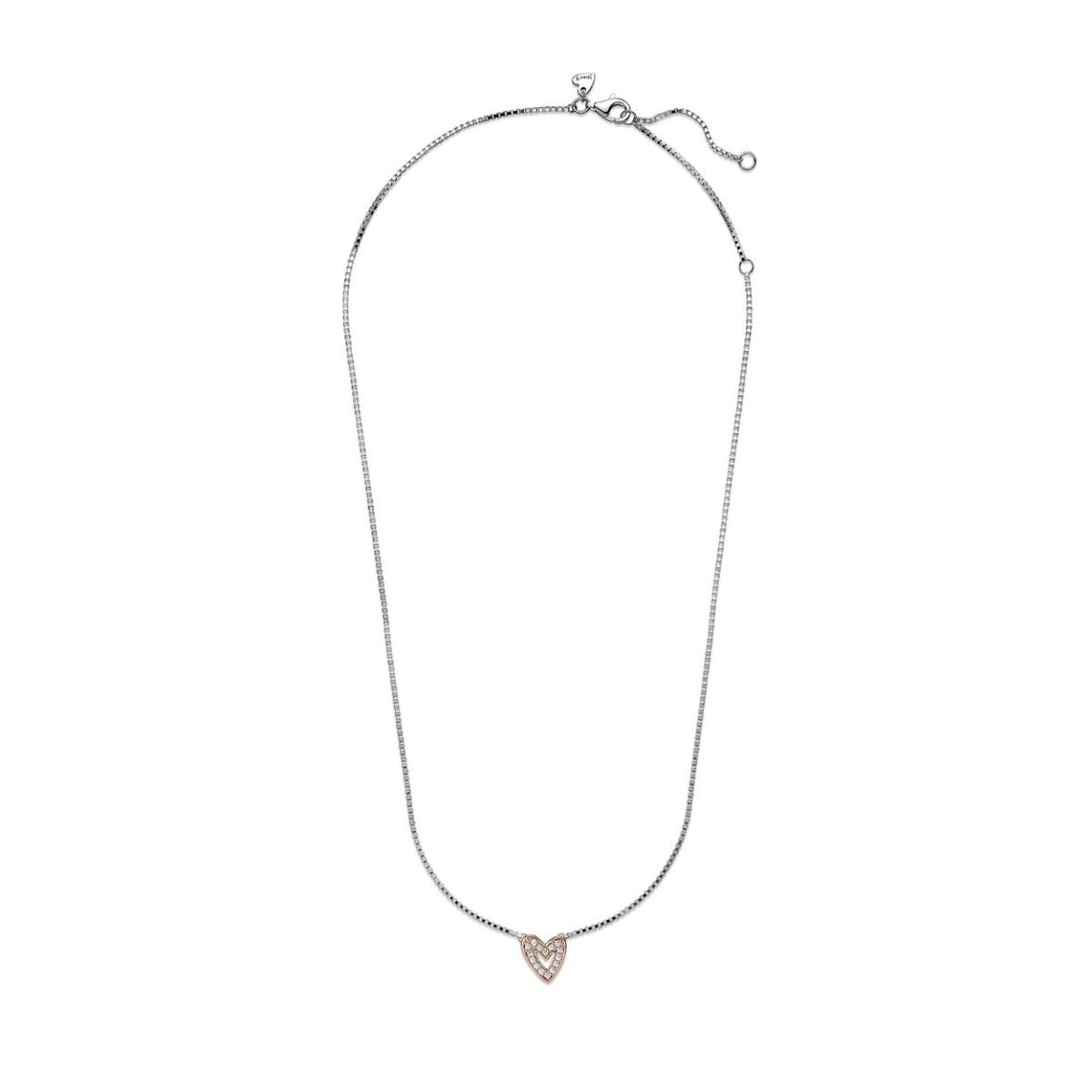Pandora Sparkling Drawn Heart Necklace 380089C01
