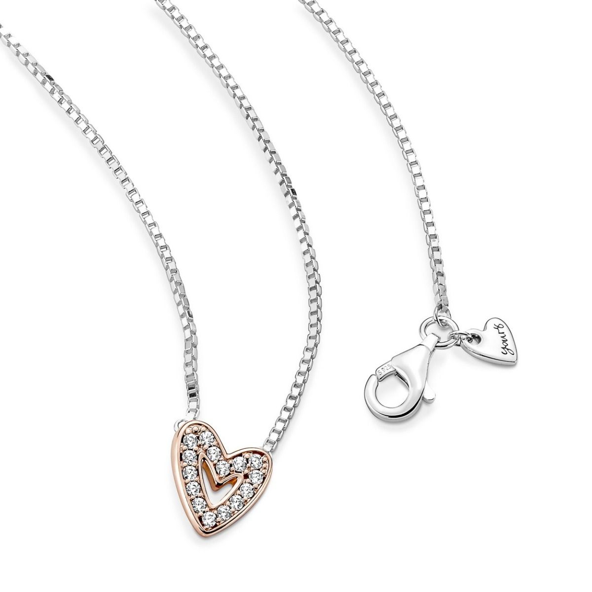 Pandora Sparkling Drawn Heart Necklace 380089C01