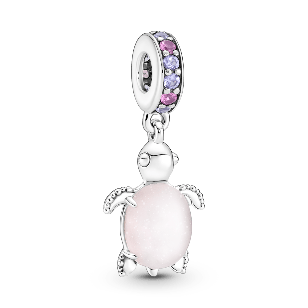 Pink sea turtle pendant amulet made of Murano glass