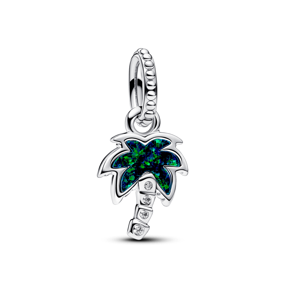 Hanging pendant with a green palm tree