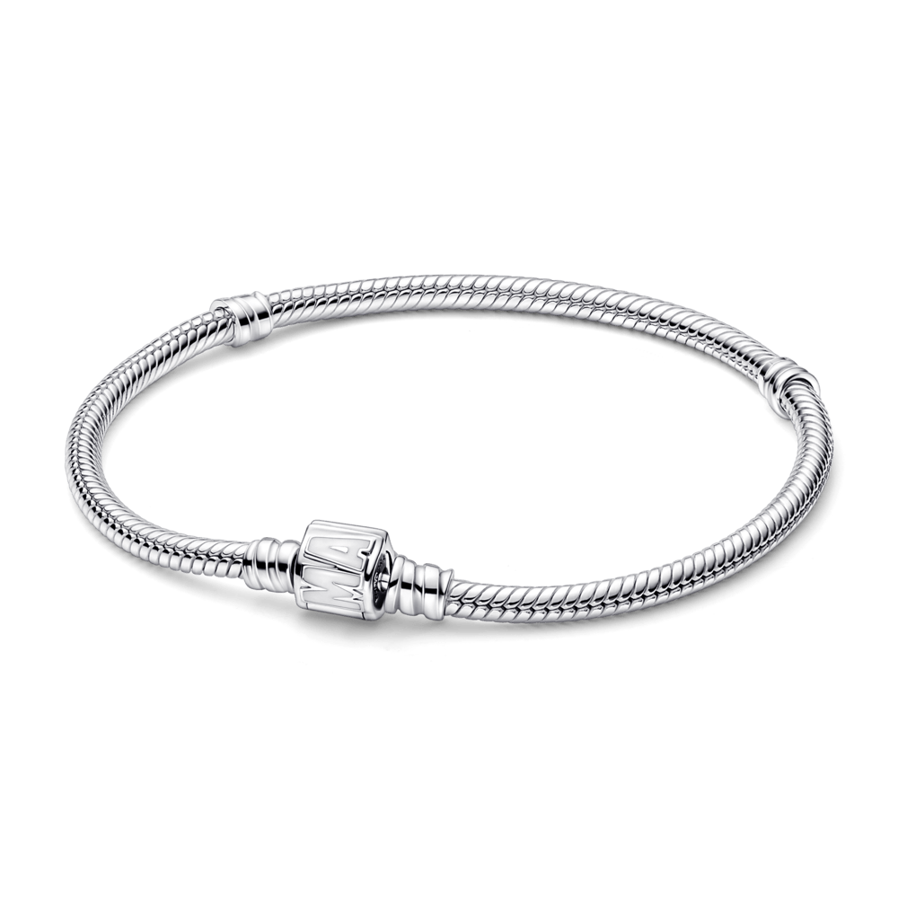 Saroch Moments snake chain bracelet with Marvel logo clasp.