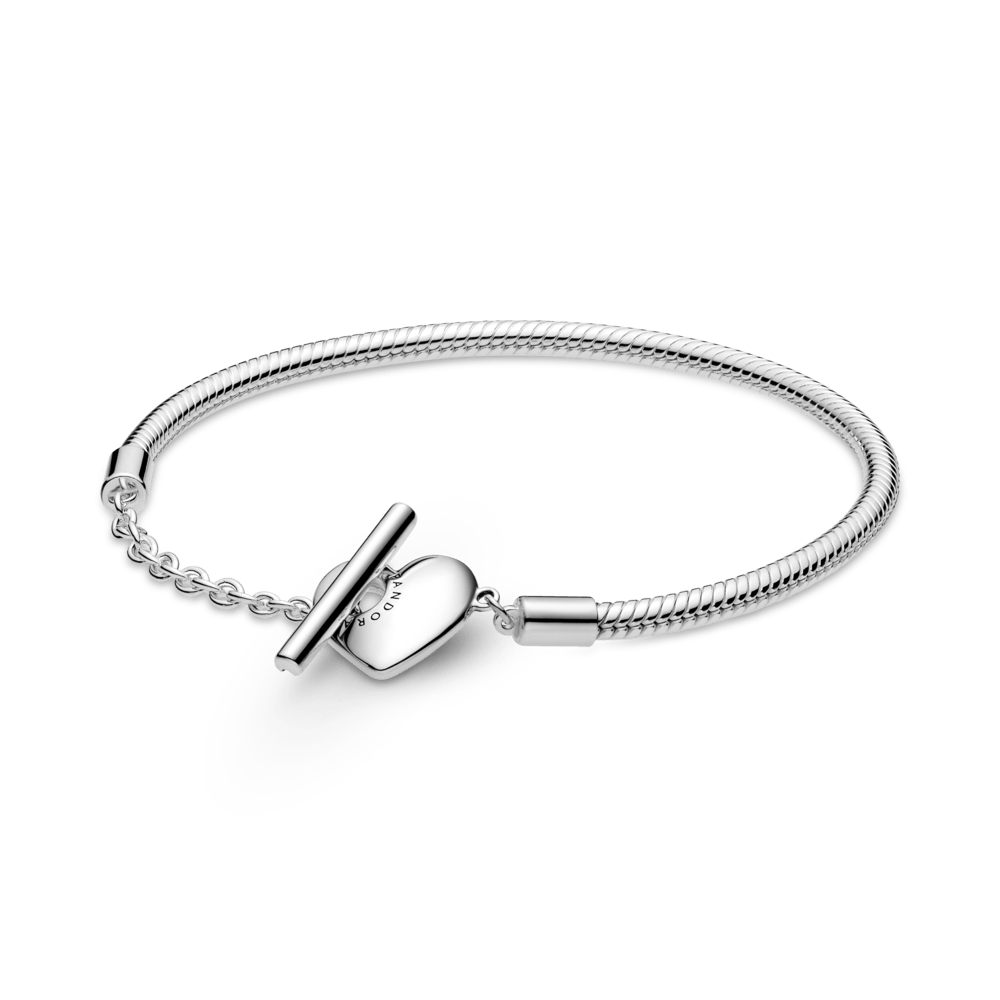 Saroch Moments Armband aus Schlangenkette mit Herz- und T-förmigem Verschluss.