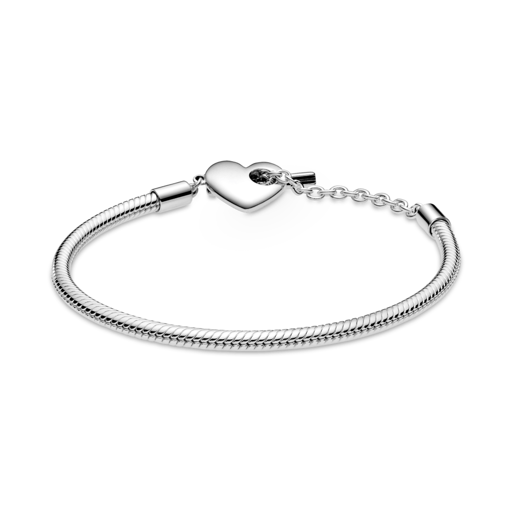 Saroch Moments Armband aus Schlangenkette mit Herz- und T-förmigem Verschluss.