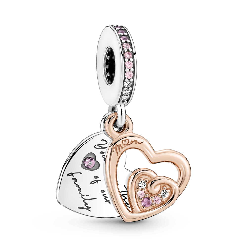 Cœurs entrelacés de l'infini, amulette à double pendentif