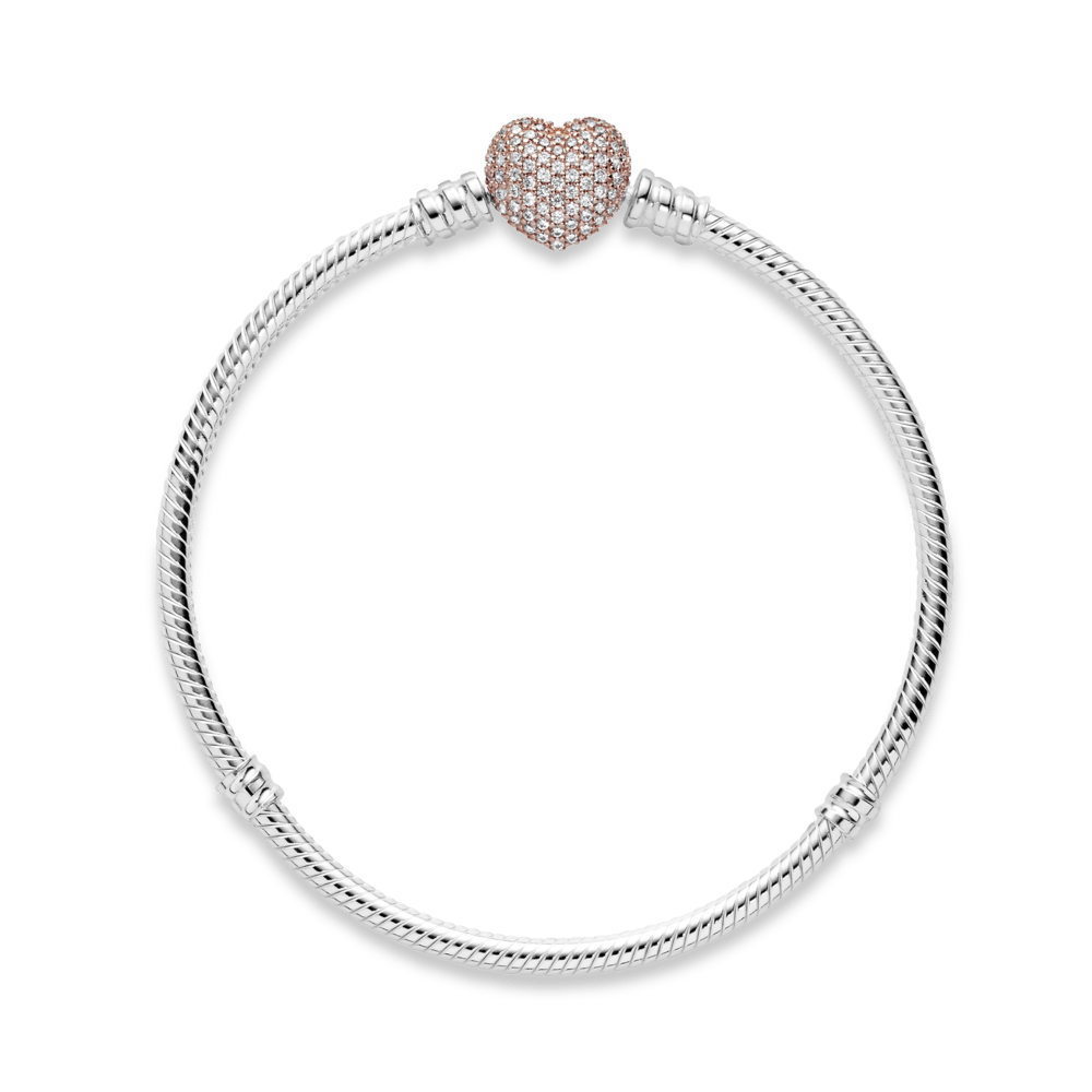 Saroch Moments Pavé Heart Clasp Snake Link Bracelet