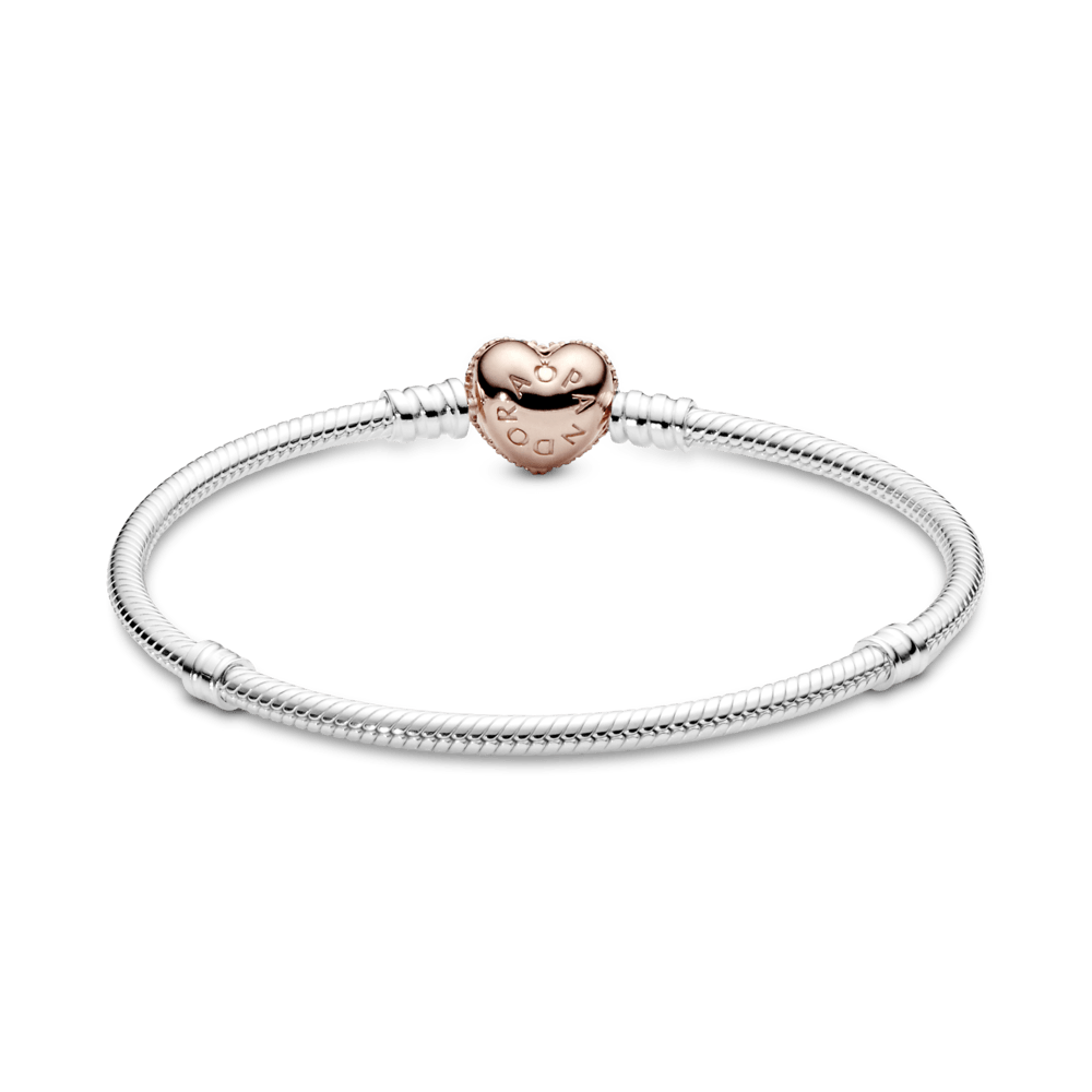 Saroch Moments Pavé Heart Clasp Snake Link Bracelet