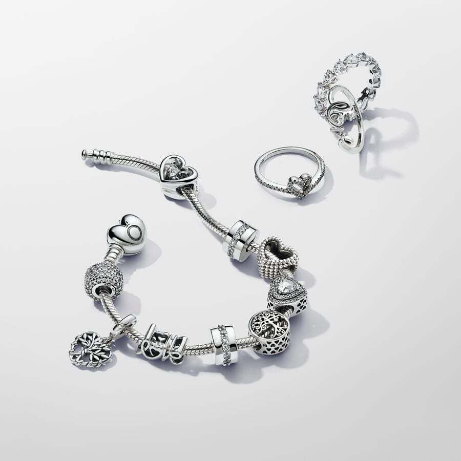 Saroch Moments snake link bracelet with heart clasp