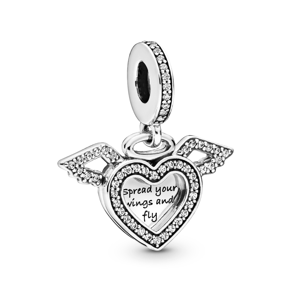 Pendant with heart and angel wings