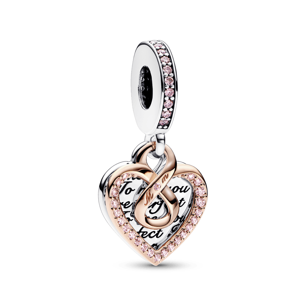 Amulette pendentif double symbole infini bicolore et cœur