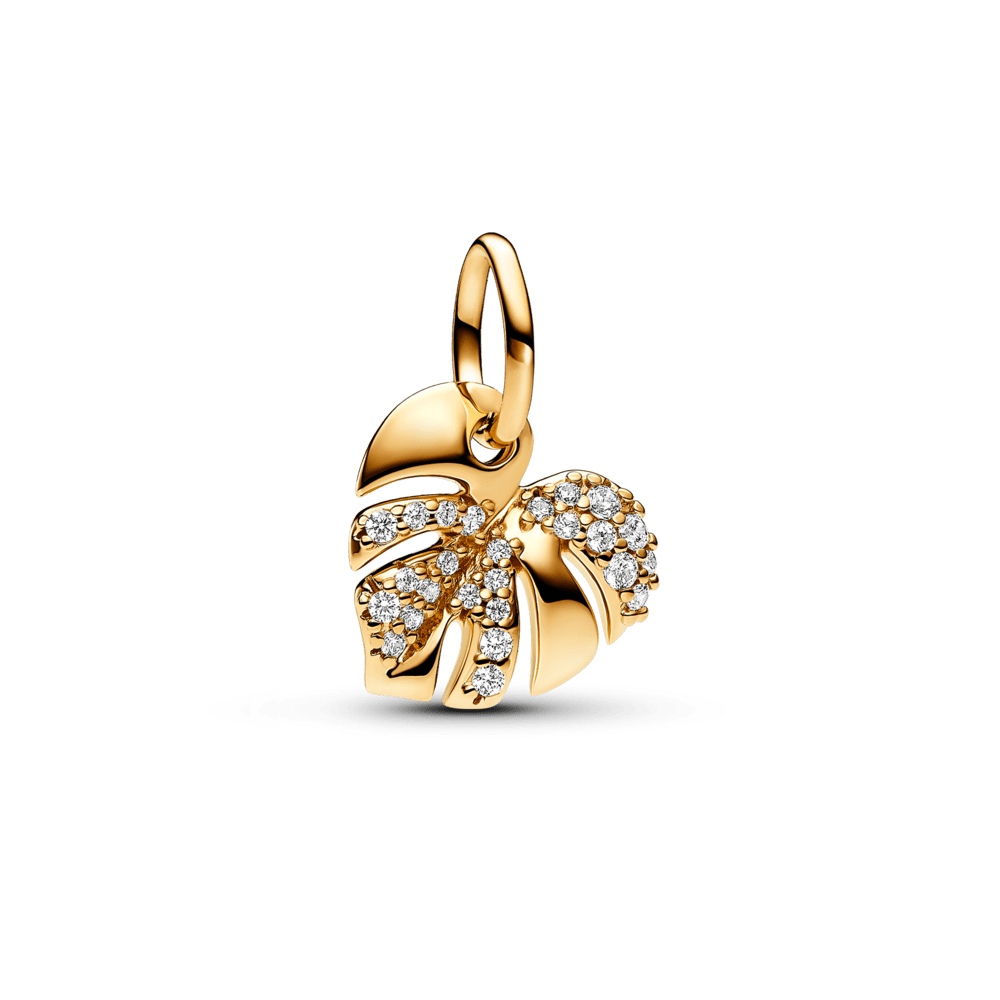Sparkling Monstera Leaf Pendant